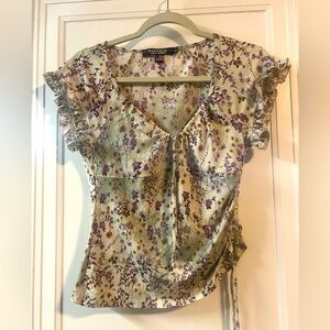 Vintage  (Macy’s) Rampage clothing company juniors Floral Top size L drawstring